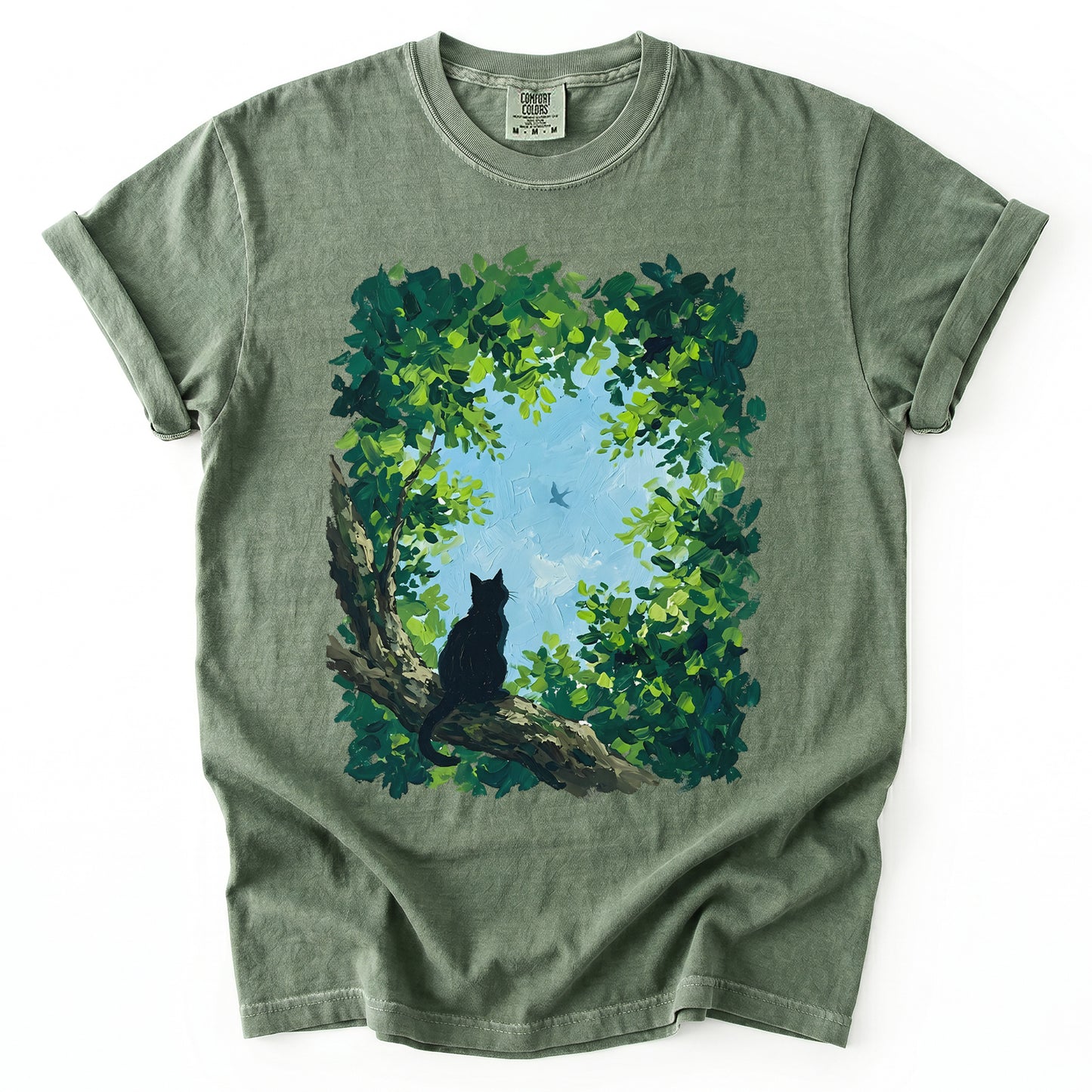 Black Cat In The Forest Vintage Washed T-Shirt