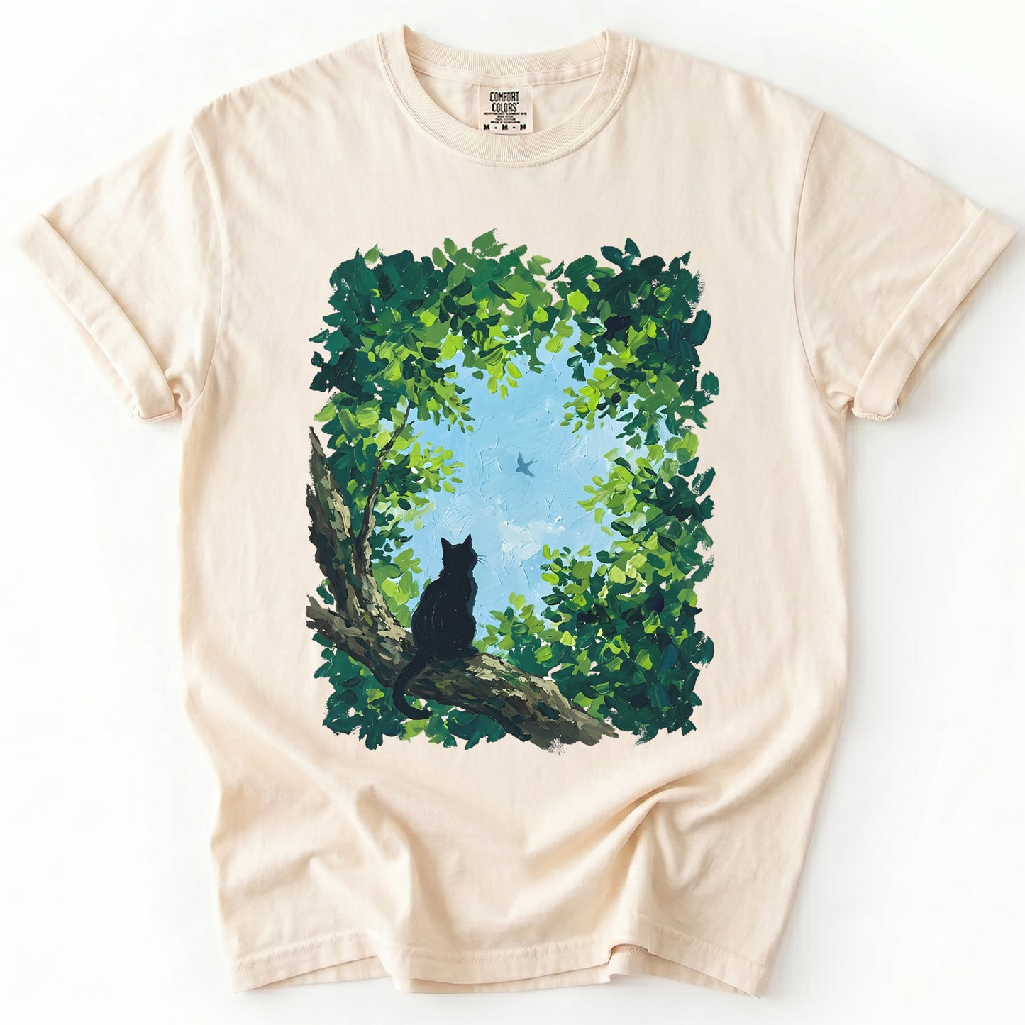 Black Cat In The Forest Vintage Washed T-Shirt