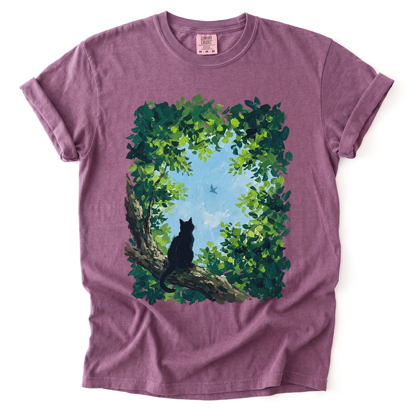 Black Cat In The Forest Vintage Washed T-Shirt