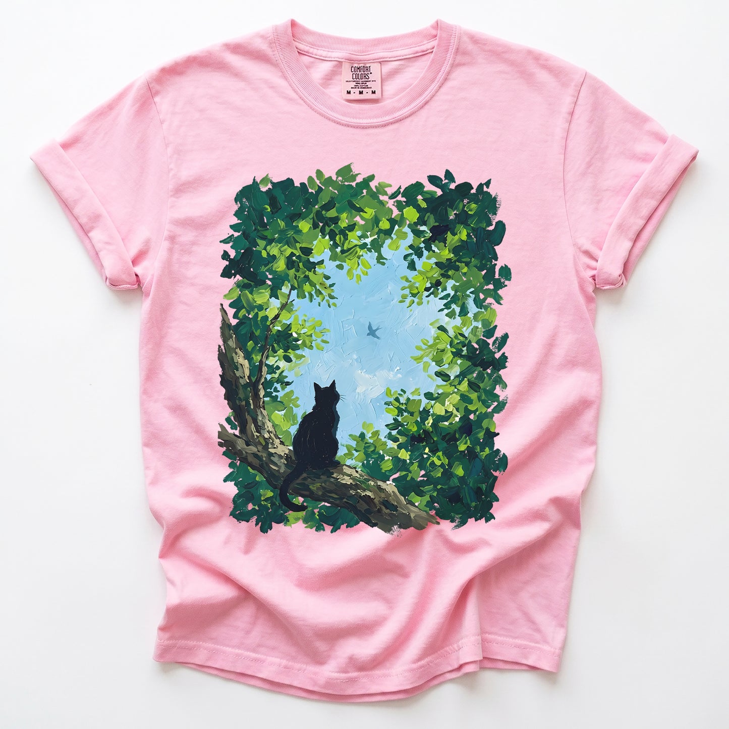 Black Cat In The Forest Vintage Washed T-Shirt