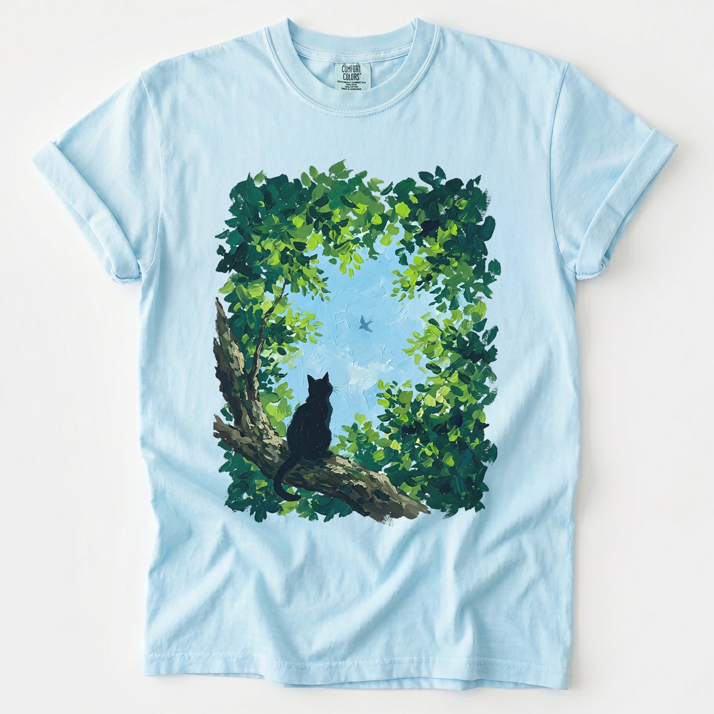Black Cat In The Forest Vintage Washed T-Shirt