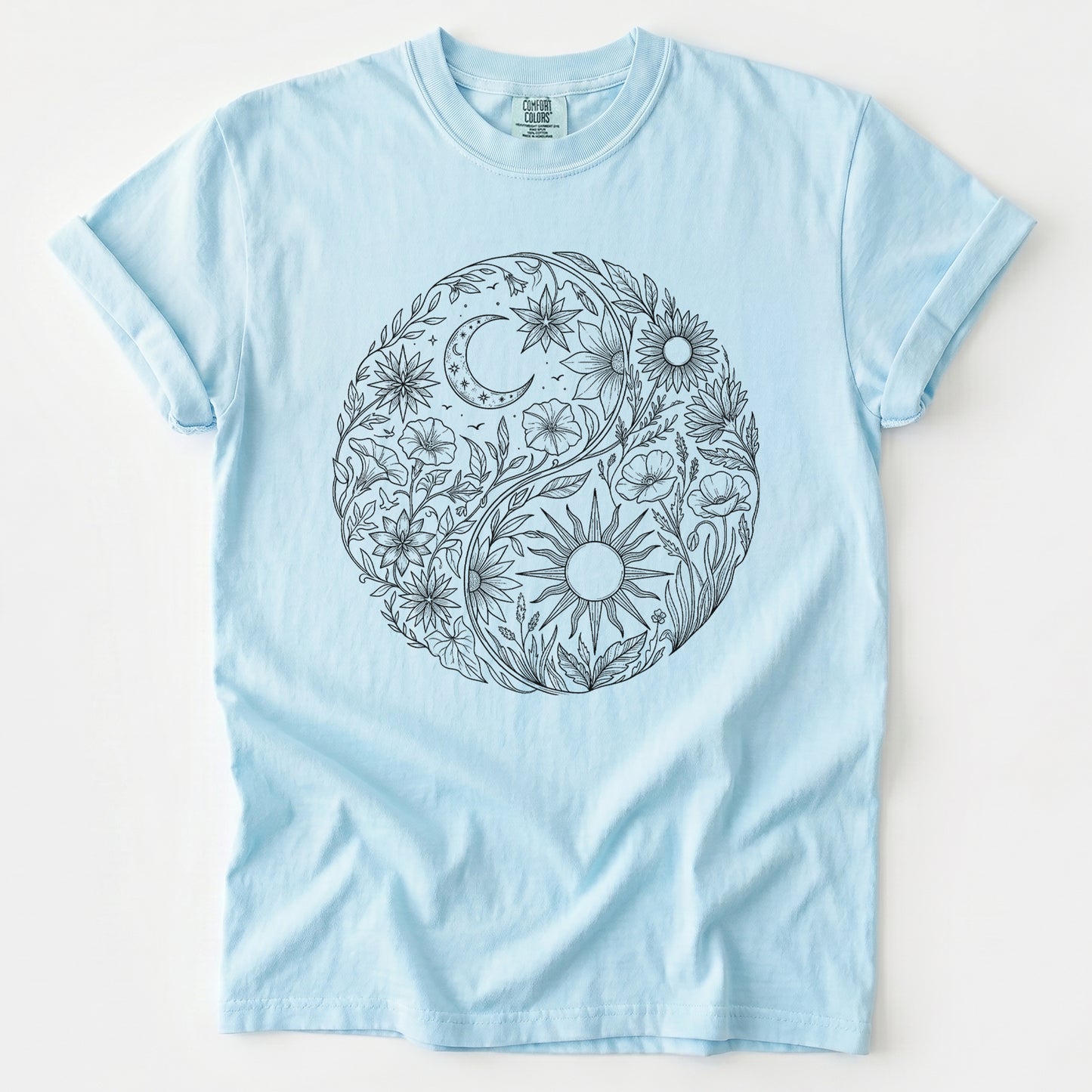 Celestial Botanical Yin Yang Vintage Washed T-Shirt