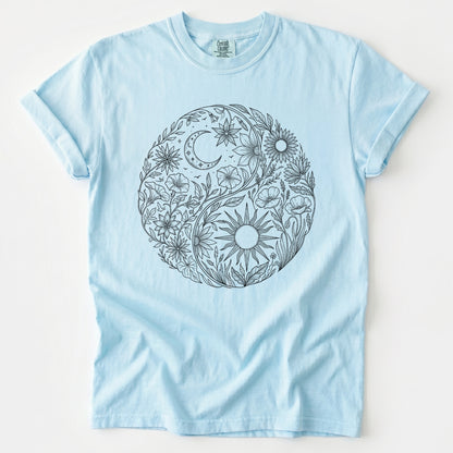 Celestial Botanical Yin Yang Vintage Washed T-Shirt