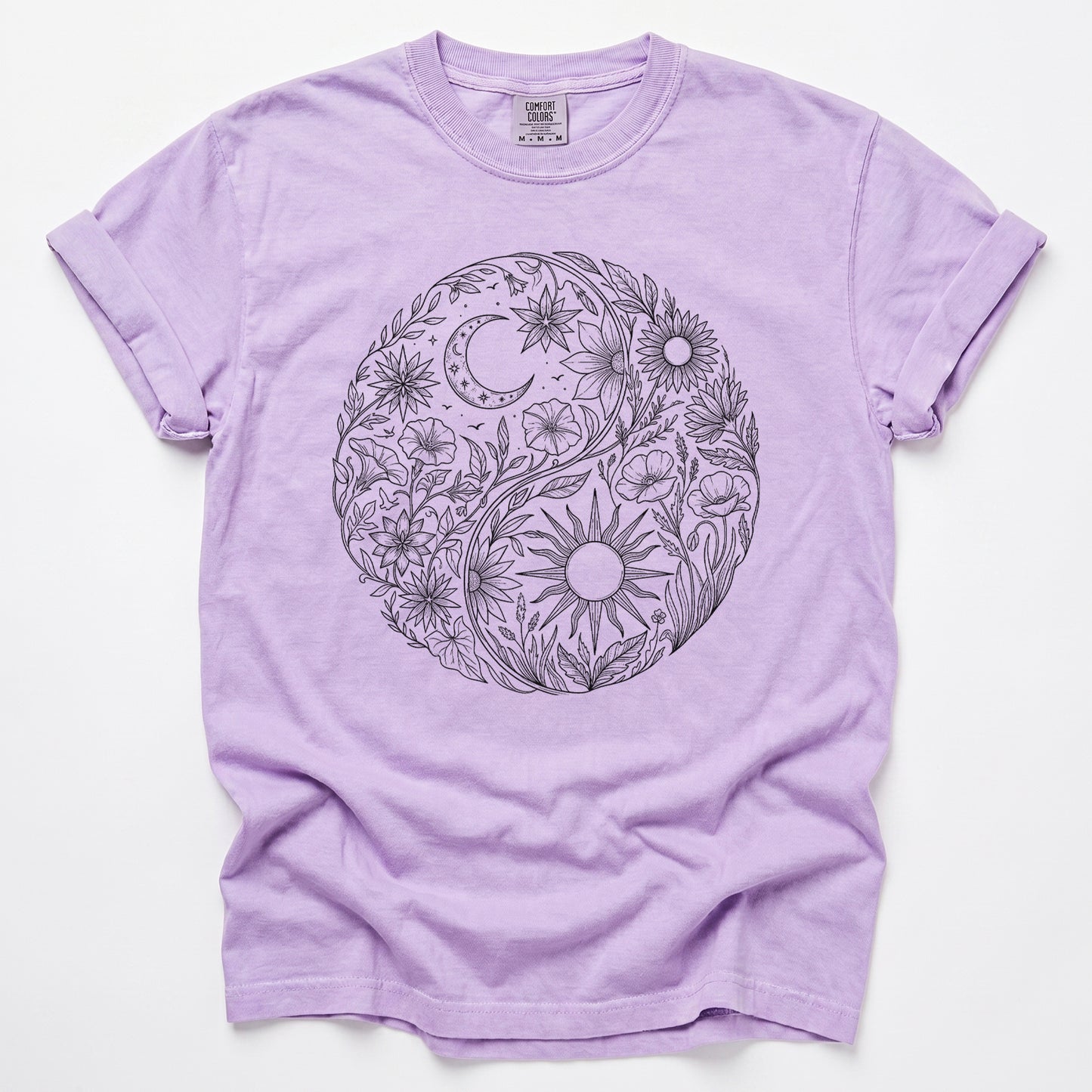 Celestial Botanical Yin Yang Vintage Washed T-Shirt