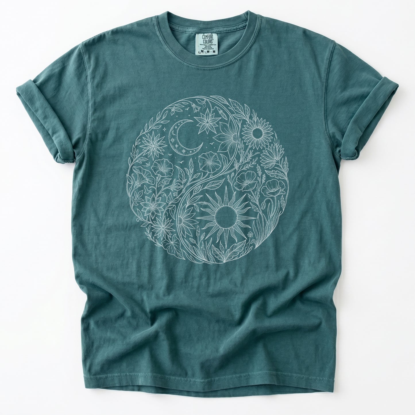 Celestial Botanical Yin Yang Vintage Washed T-Shirt