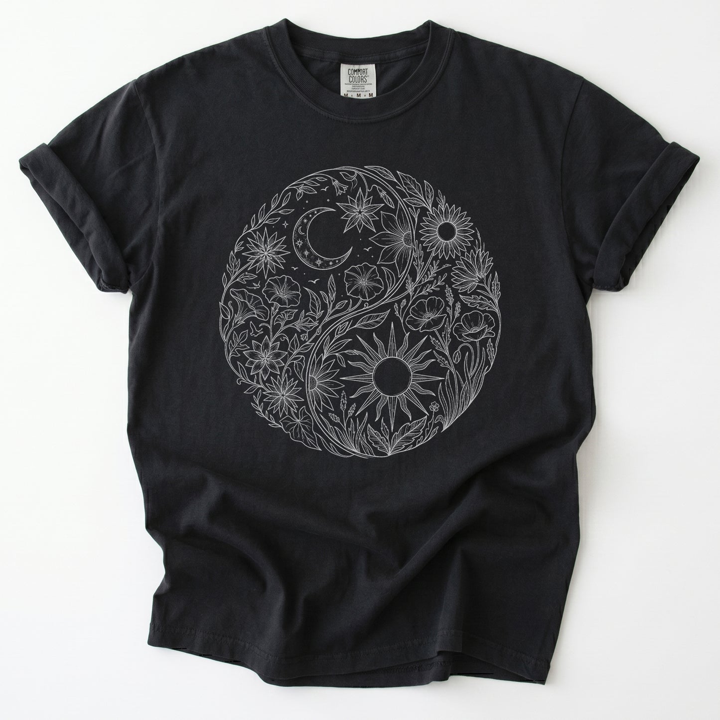 Celestial Botanical Yin Yang Vintage Washed T-Shirt