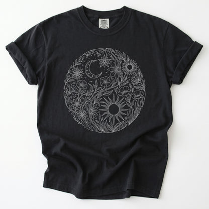 Celestial Botanical Yin Yang Vintage Washed T-Shirt