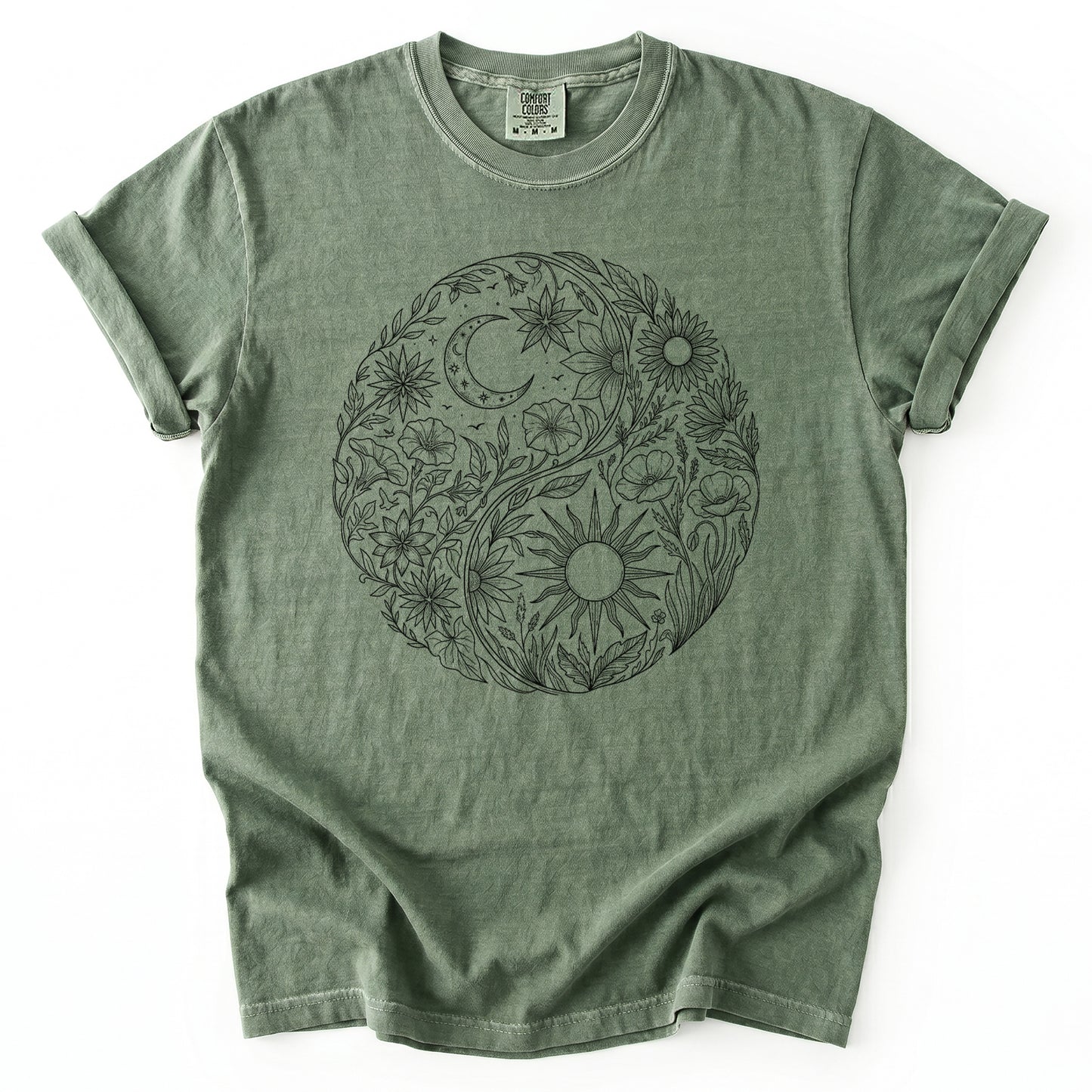 Celestial Botanical Yin Yang Vintage Washed T-Shirt
