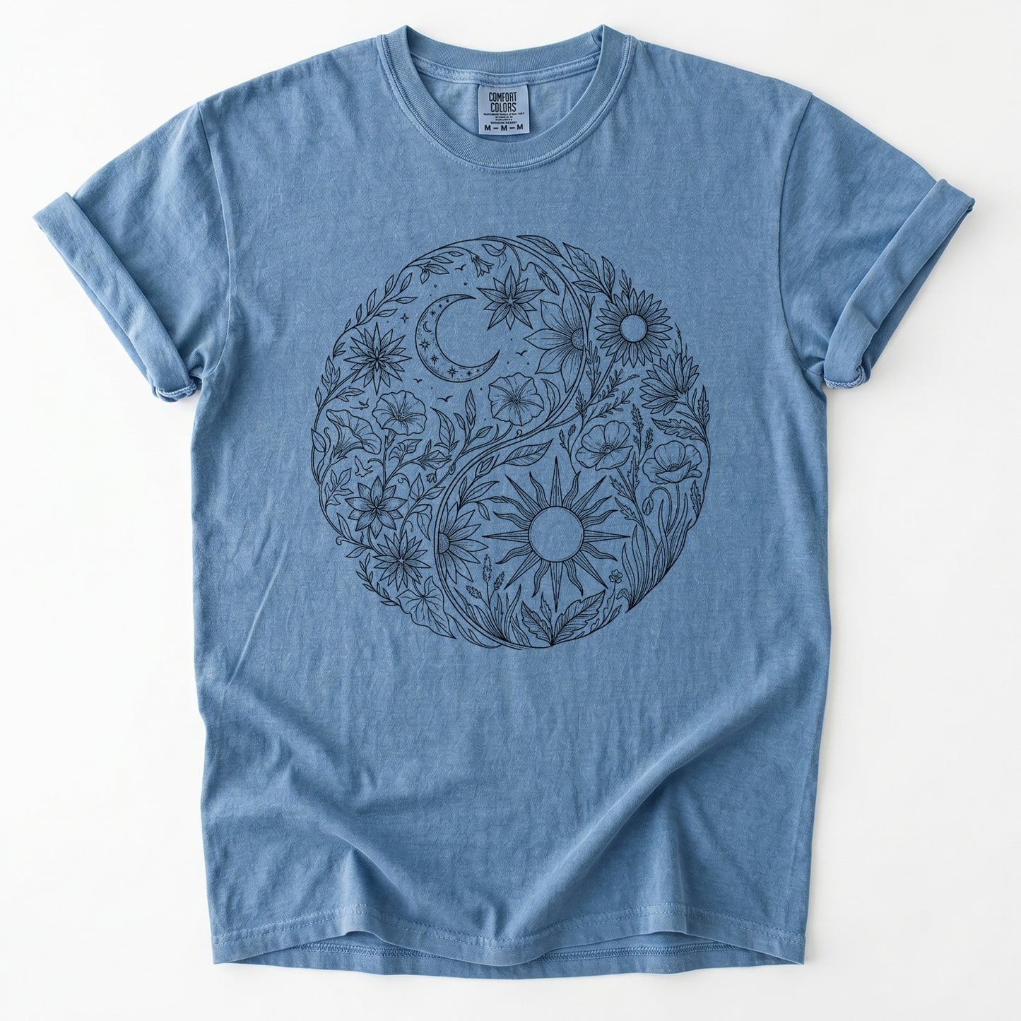 Celestial Botanical Yin Yang Vintage Washed T-Shirt