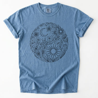 Celestial Botanical Yin Yang Vintage Washed T-Shirt