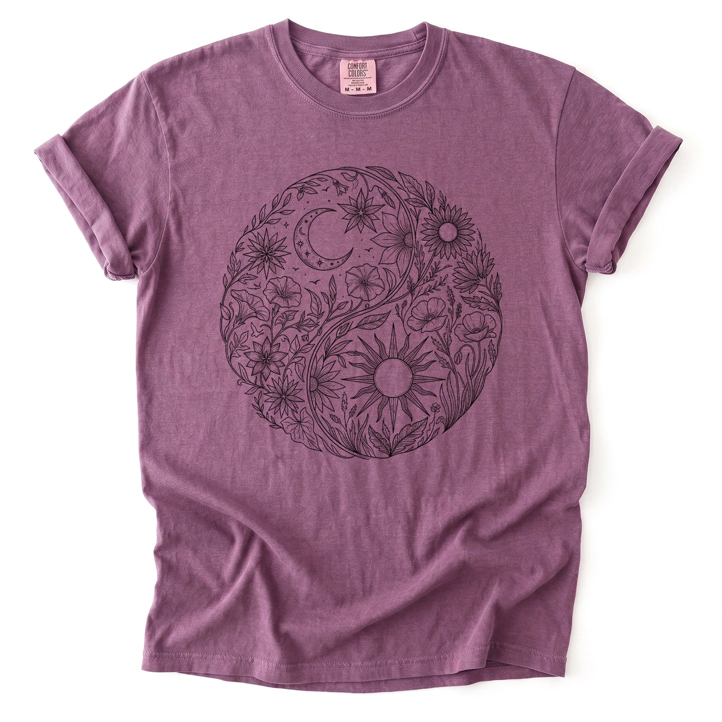Celestial Botanical Yin Yang Vintage Washed T-Shirt
