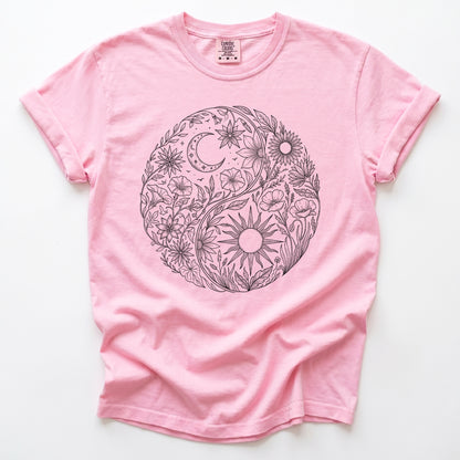 Celestial Botanical Yin Yang Vintage Washed T-Shirt