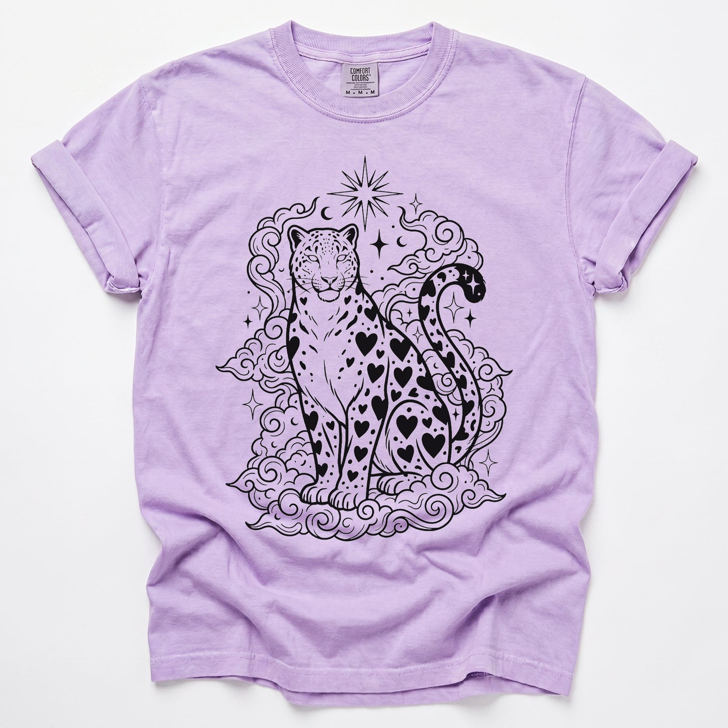 Celestial Heart Leopard Vintage Washed T-Shirt