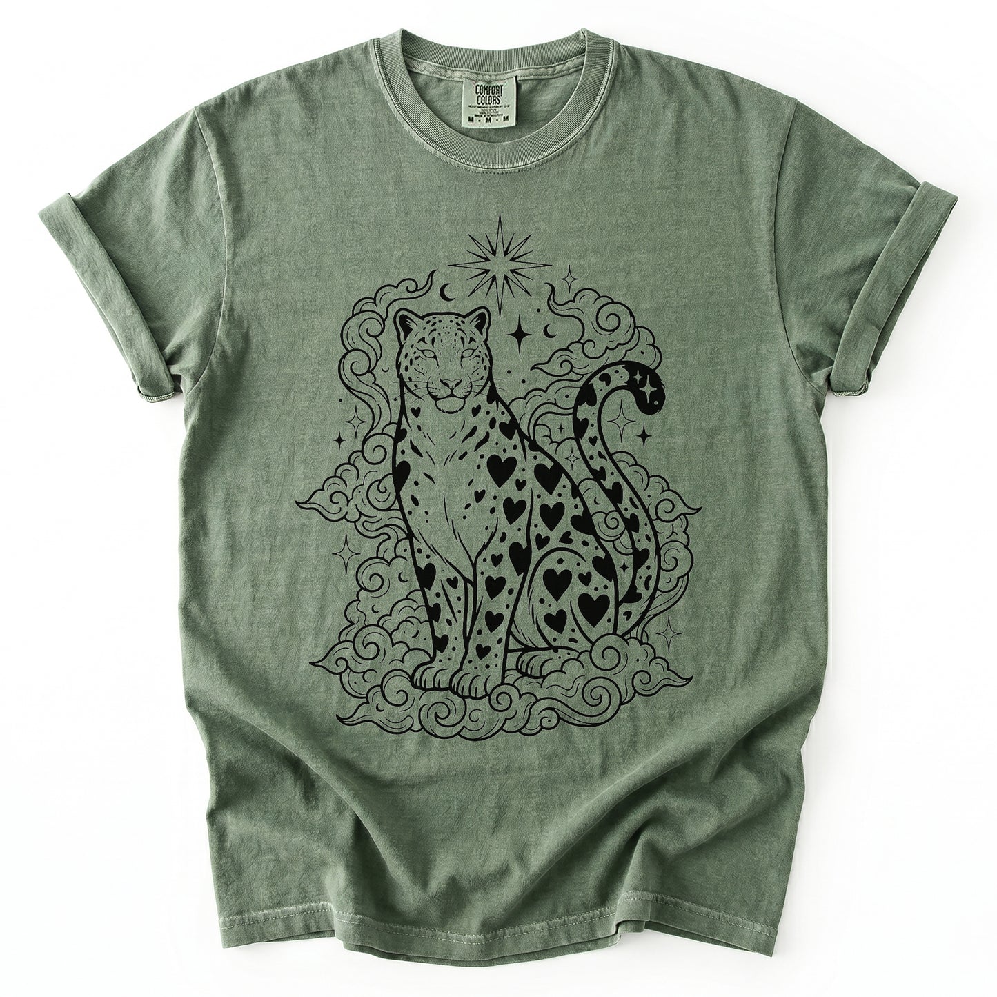Celestial Heart Leopard Vintage Washed T-Shirt
