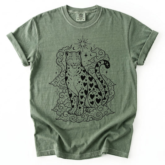Celestial Heart Leopard Vintage Washed T-Shirt