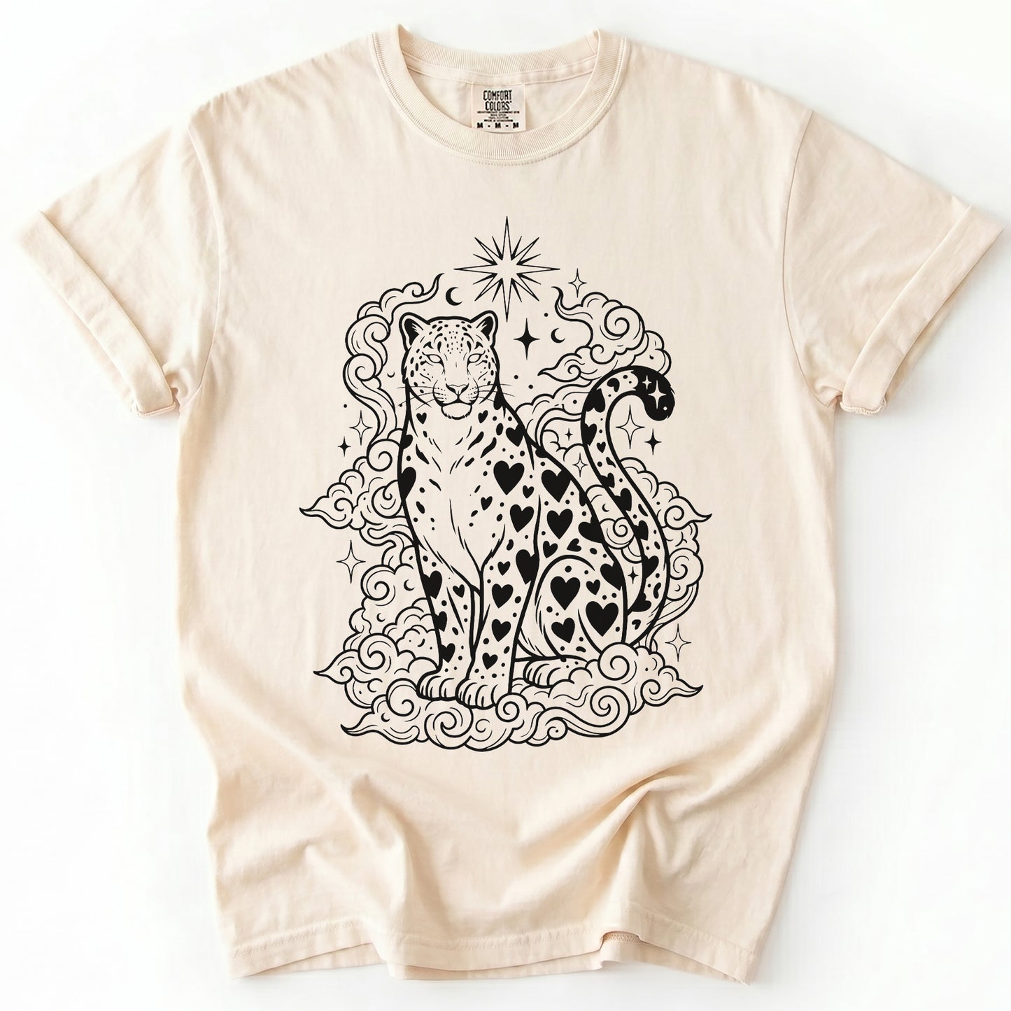 Celestial Heart Leopard Vintage Washed T-Shirt