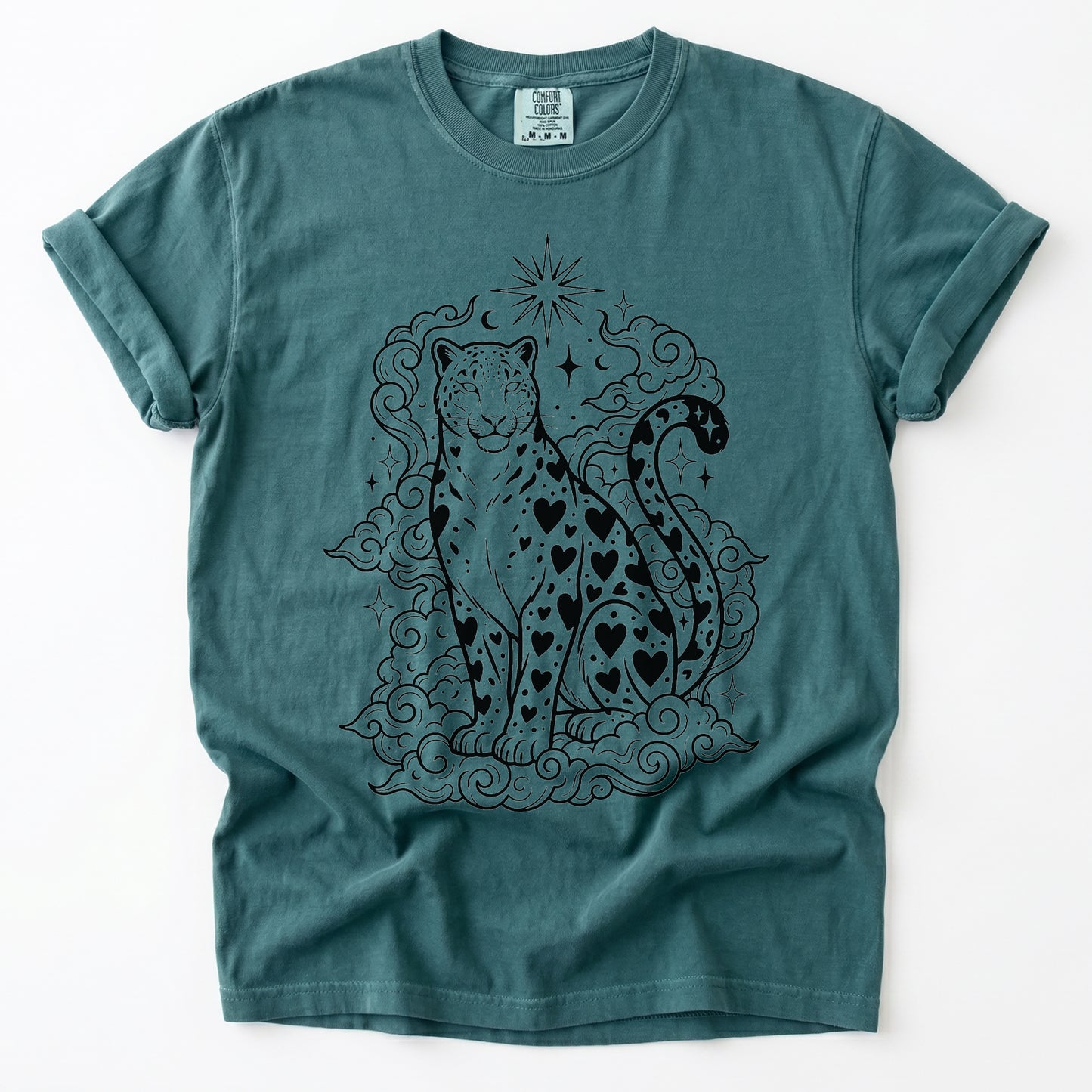 Celestial Heart Leopard Vintage Washed T-Shirt