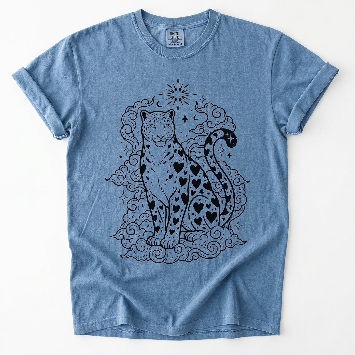 Celestial Heart Leopard Vintage Washed T-Shirt