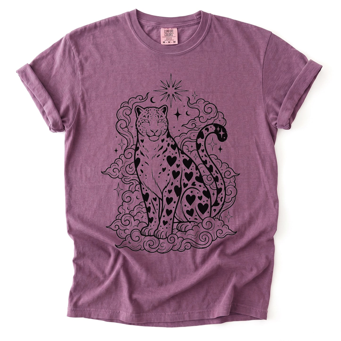 Celestial Heart Leopard Vintage Washed T-Shirt