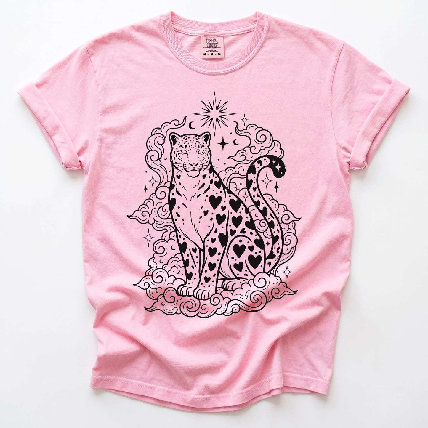 Celestial Heart Leopard Vintage Washed T-Shirt
