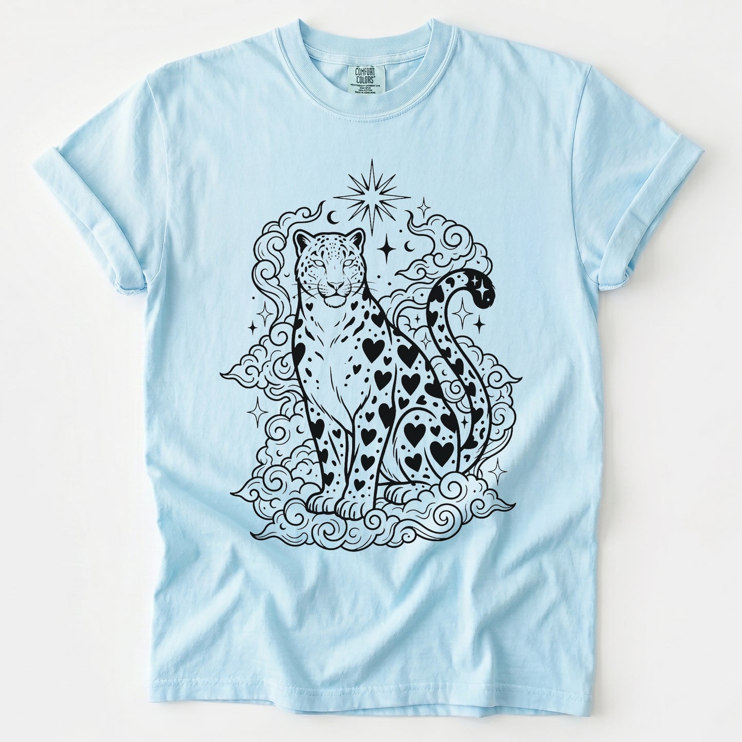 Celestial Heart Leopard Vintage Washed T-Shirt