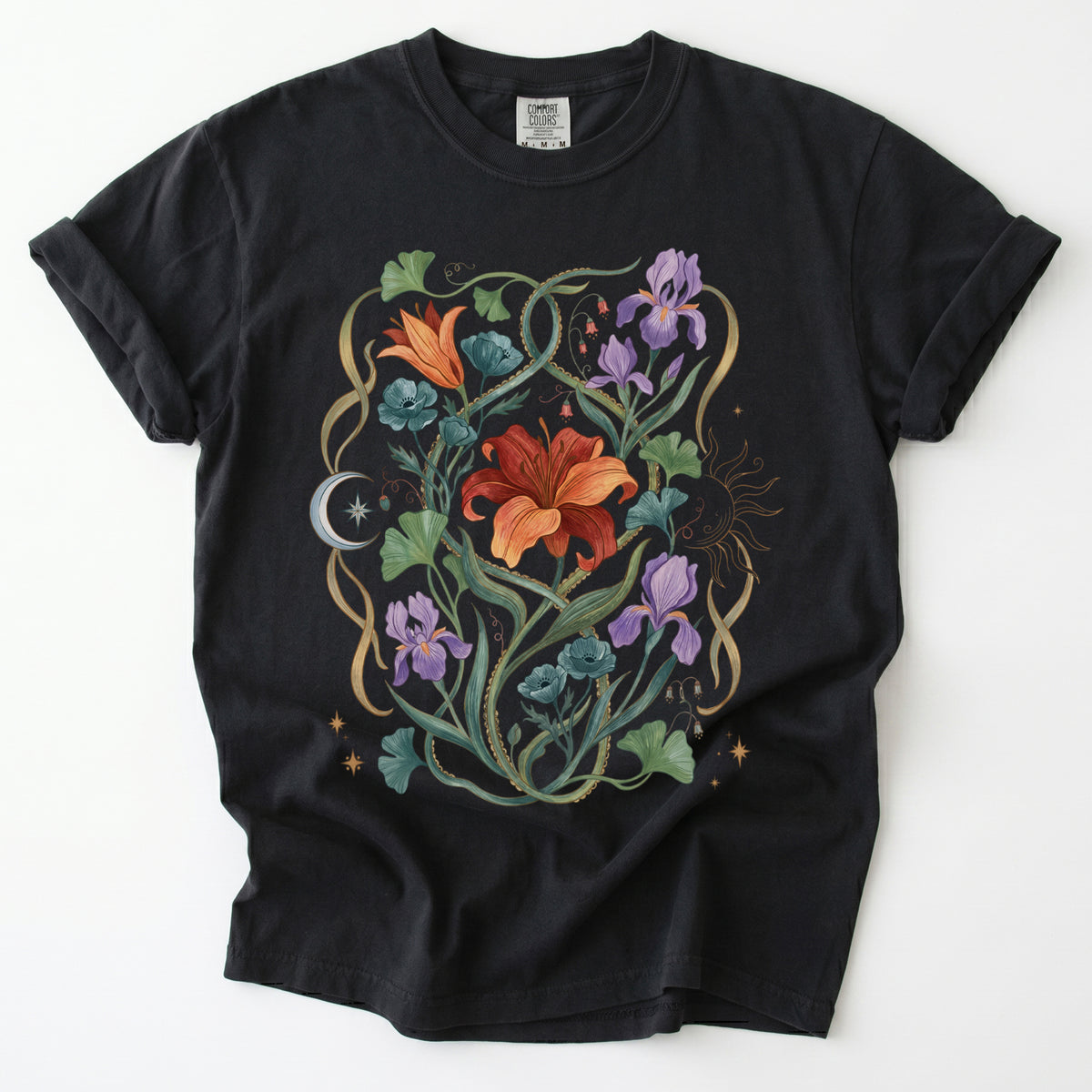 Celestial Iris & Lily Garden Vintage Washed T-Shirt