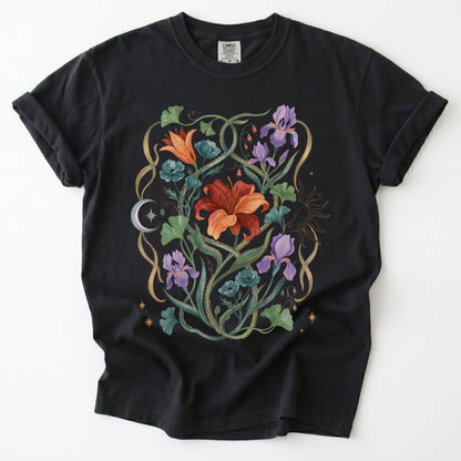 Celestial Iris & Lily Garden Vintage Washed T-Shirt