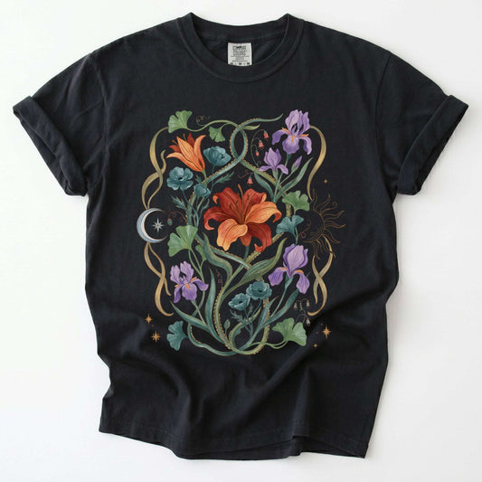 Celestial Iris & Lily Garden Vintage Washed T-Shirt