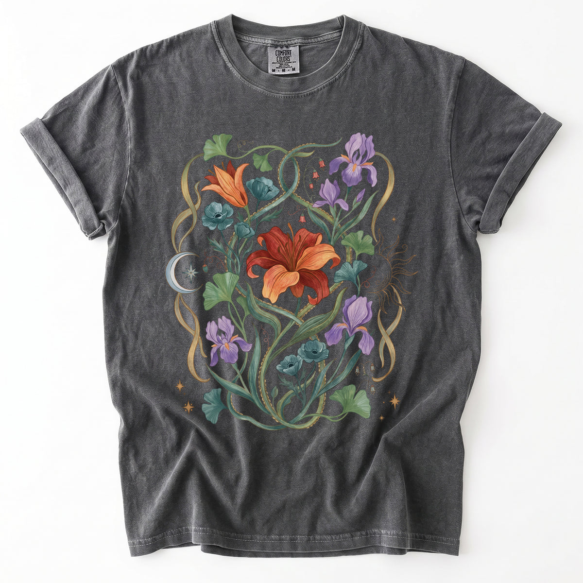 Celestial Iris & Lily Garden Vintage Washed T-Shirt