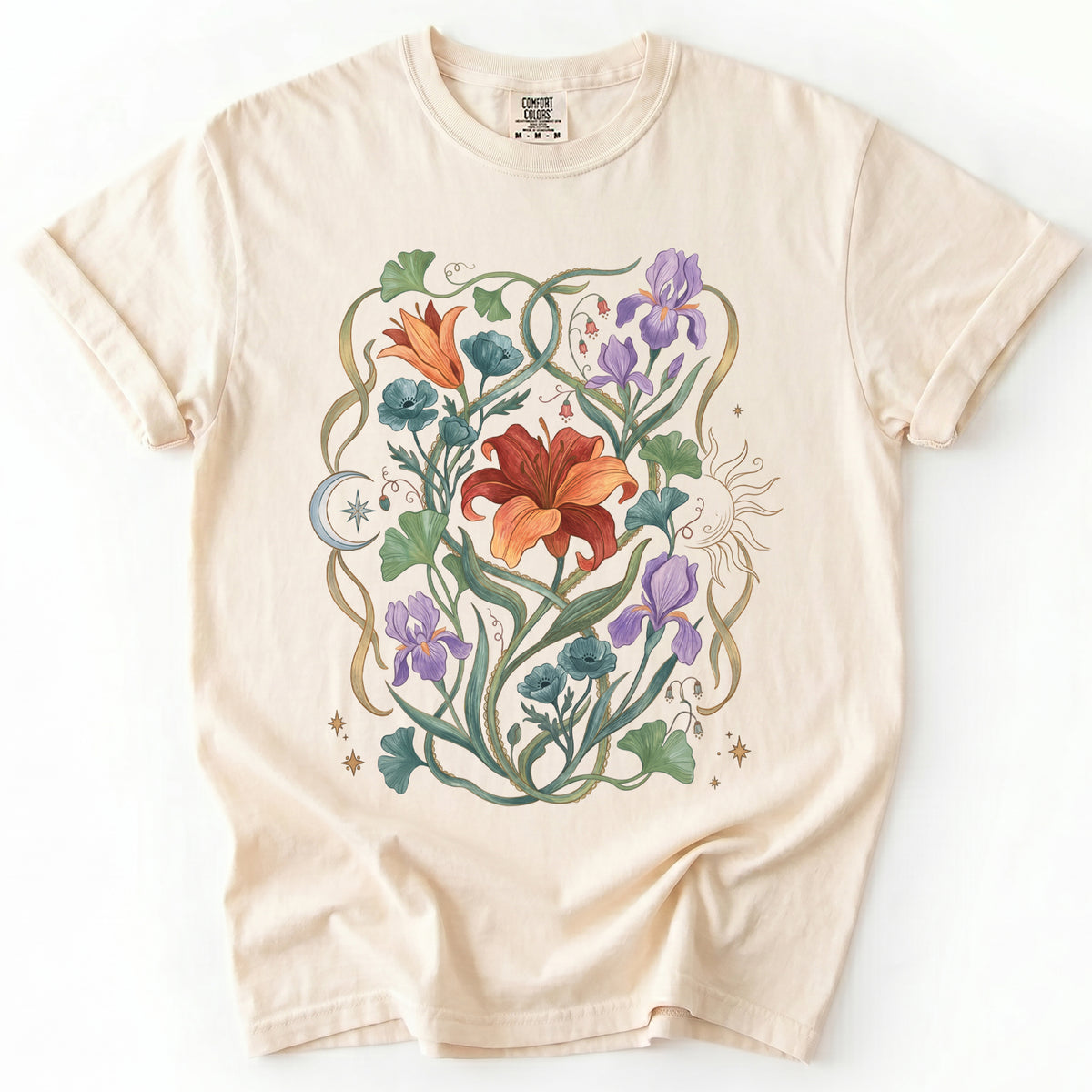 Celestial Iris & Lily Garden Vintage Washed T-Shirt