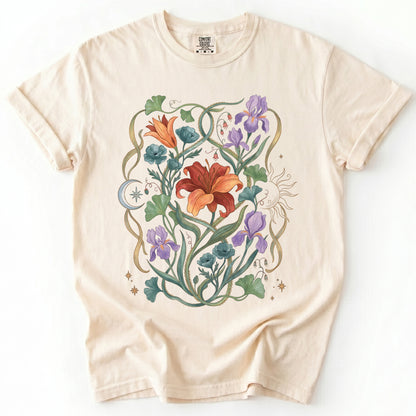 Celestial Iris & Lily Garden Vintage Washed T-Shirt