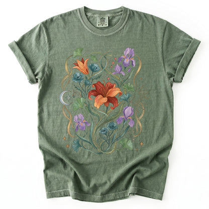 Celestial Iris & Lily Garden Vintage Washed T-Shirt