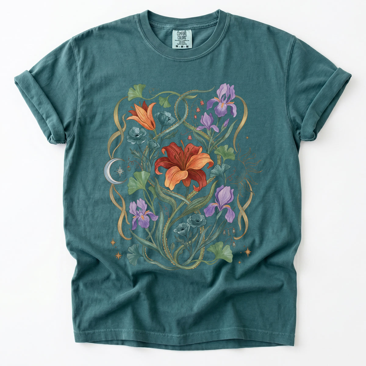 Celestial Iris & Lily Garden Vintage Washed T-Shirt