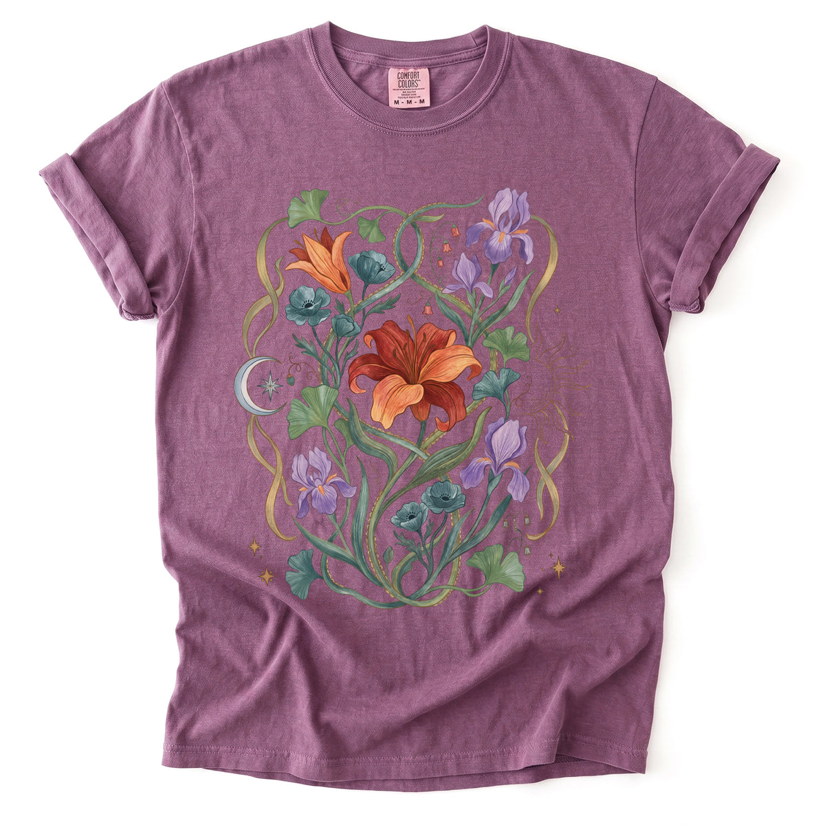 Celestial Iris & Lily Garden Vintage Washed T-Shirt