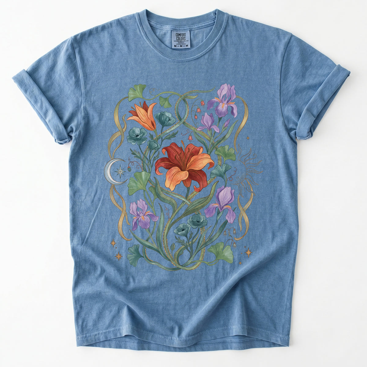 Celestial Iris & Lily Garden Vintage Washed T-Shirt