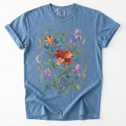 Celestial Iris & Lily Garden Vintage Washed T-Shirt