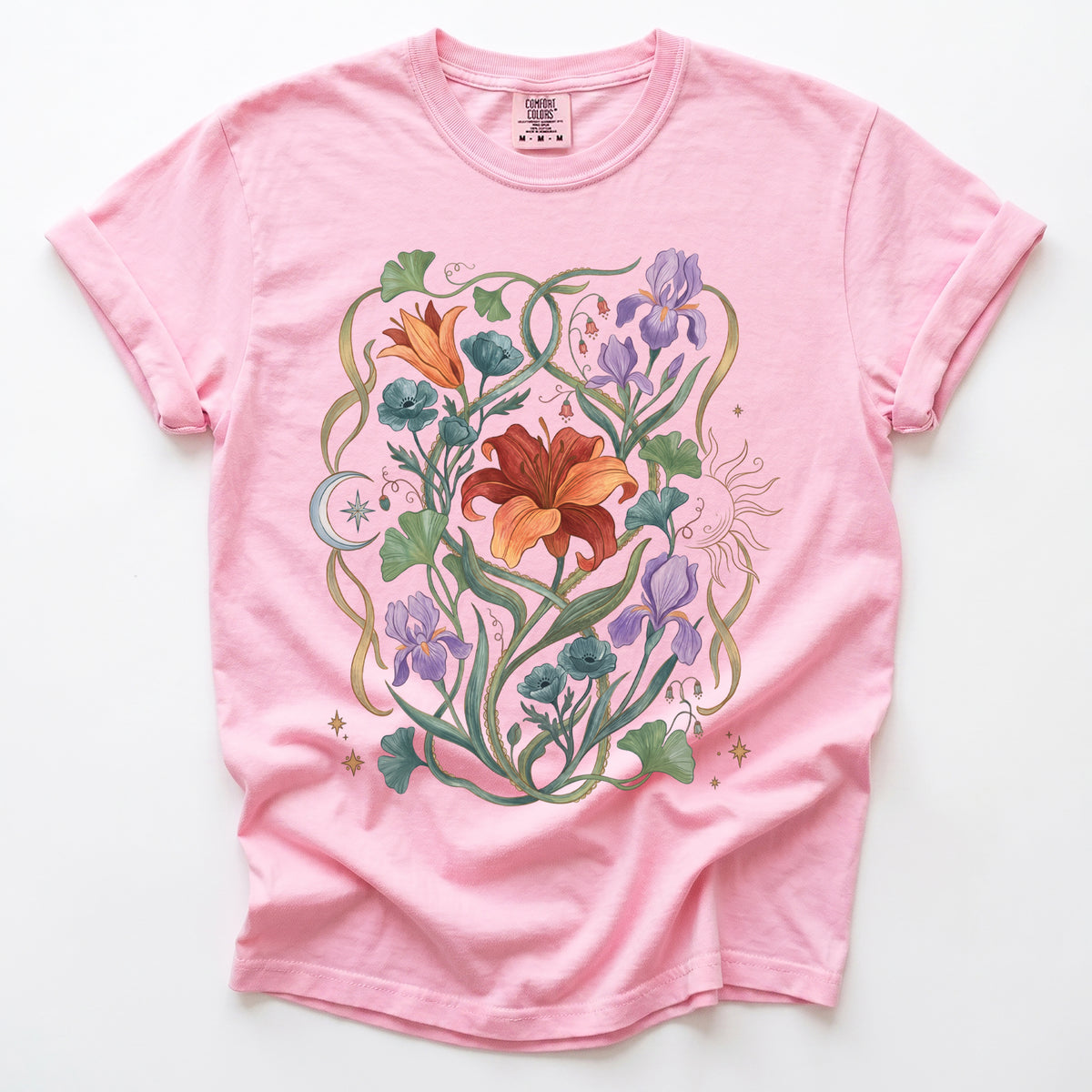 Celestial Iris & Lily Garden Vintage Washed T-Shirt
