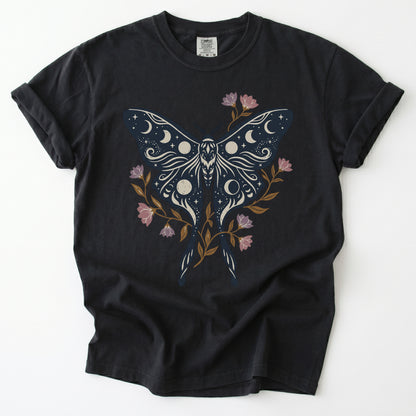 Celestial Luna Moth Phases Vintage Washed T-Shirt