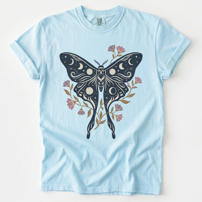 Celestial Luna Moth Phases Vintage Washed T-Shirt