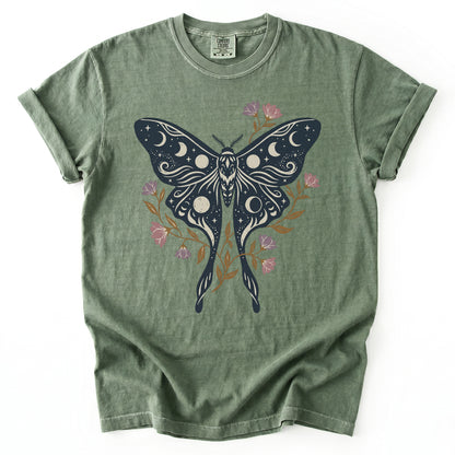 Celestial Luna Moth Phases Vintage Washed T-Shirt