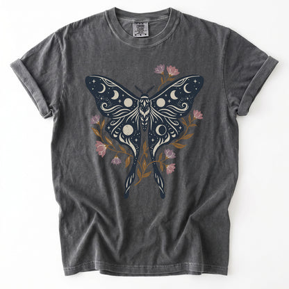 Celestial Luna Moth Phases Vintage Washed T-Shirt