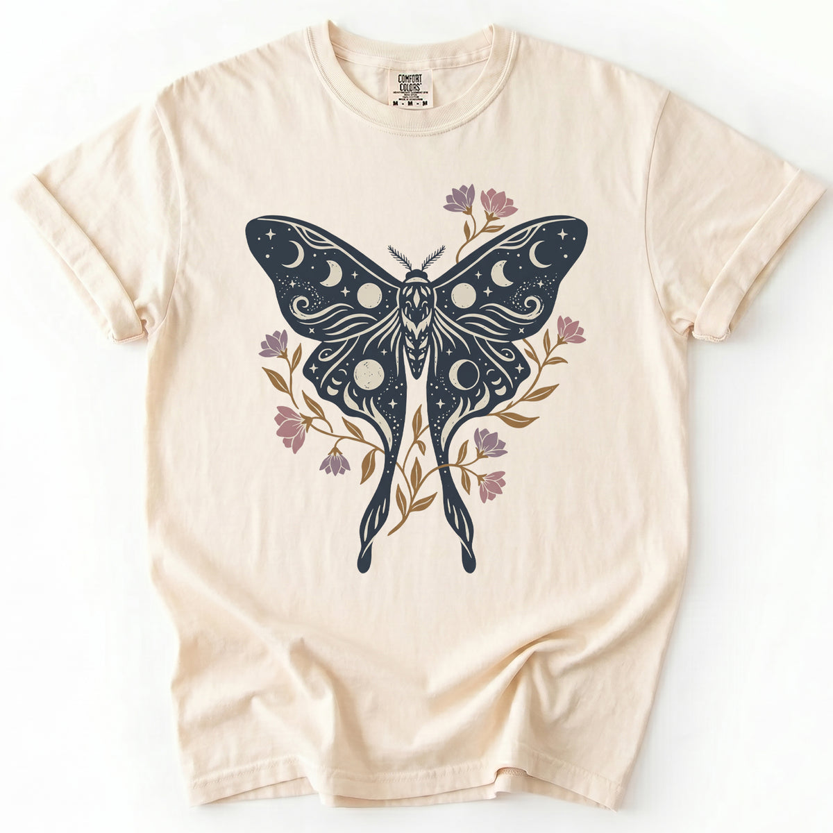 Celestial Luna Moth Phases Vintage Washed T-Shirt
