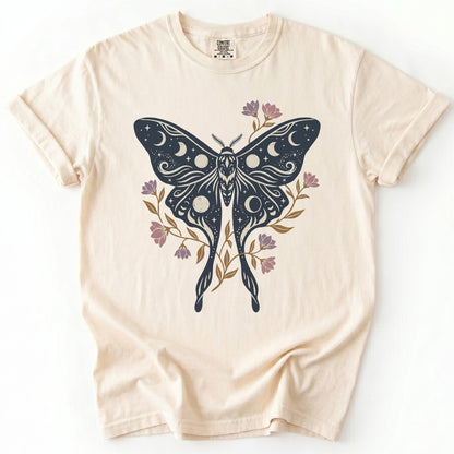 Celestial Luna Moth Phases Vintage Washed T-Shirt