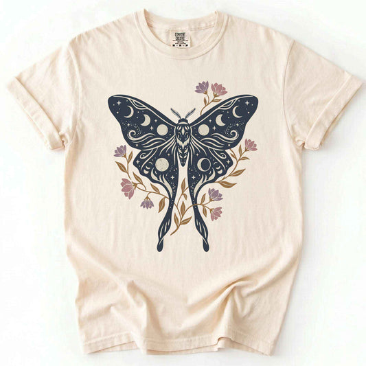 Celestial Luna Moth Phases Vintage Washed T-Shirt