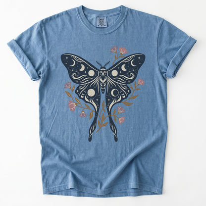 Celestial Luna Moth Phases Vintage Washed T-Shirt