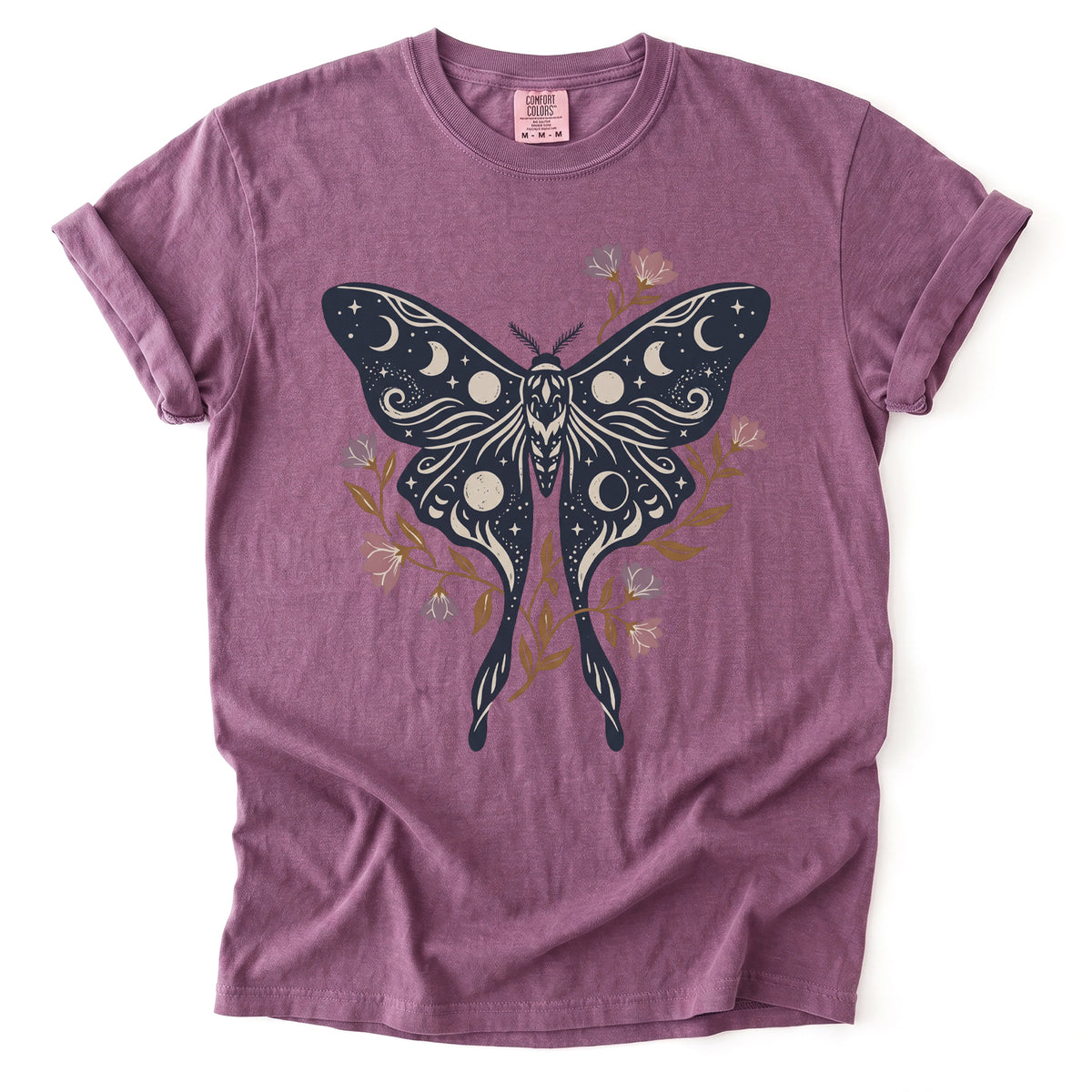 Celestial Luna Moth Phases Vintage Washed T-Shirt