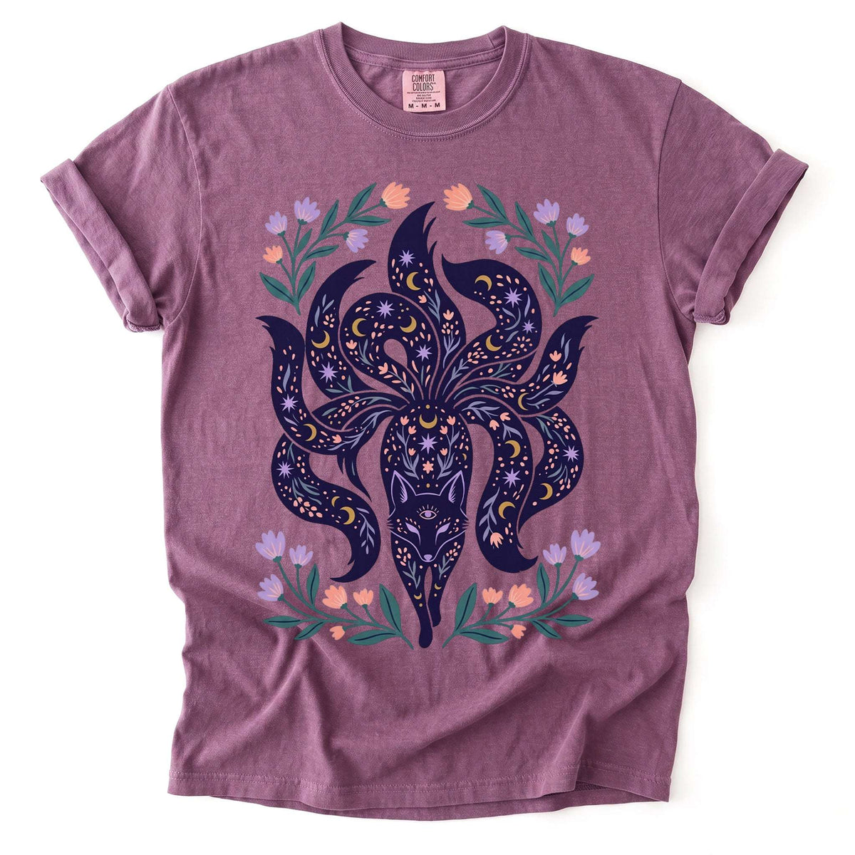 Celestial Nine Tailed Kitsune Fox Vintage Washed T-Shirt