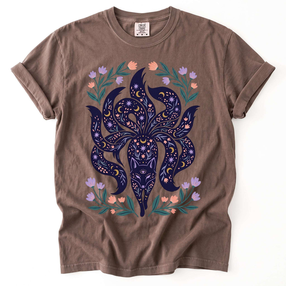 Celestial Nine Tailed Kitsune Fox Vintage Washed T-Shirt