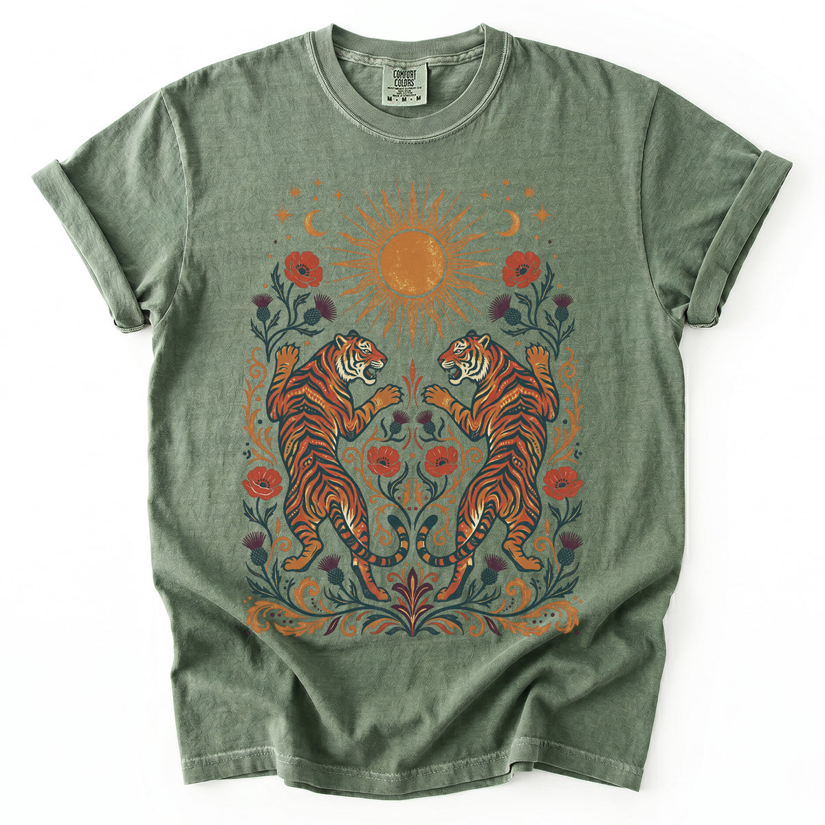 Celestial Sun & Poppy Tigers Vintage Washed T-Shirt