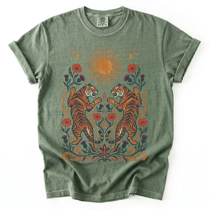 Celestial Sun & Poppy Tigers Vintage Washed T-Shirt